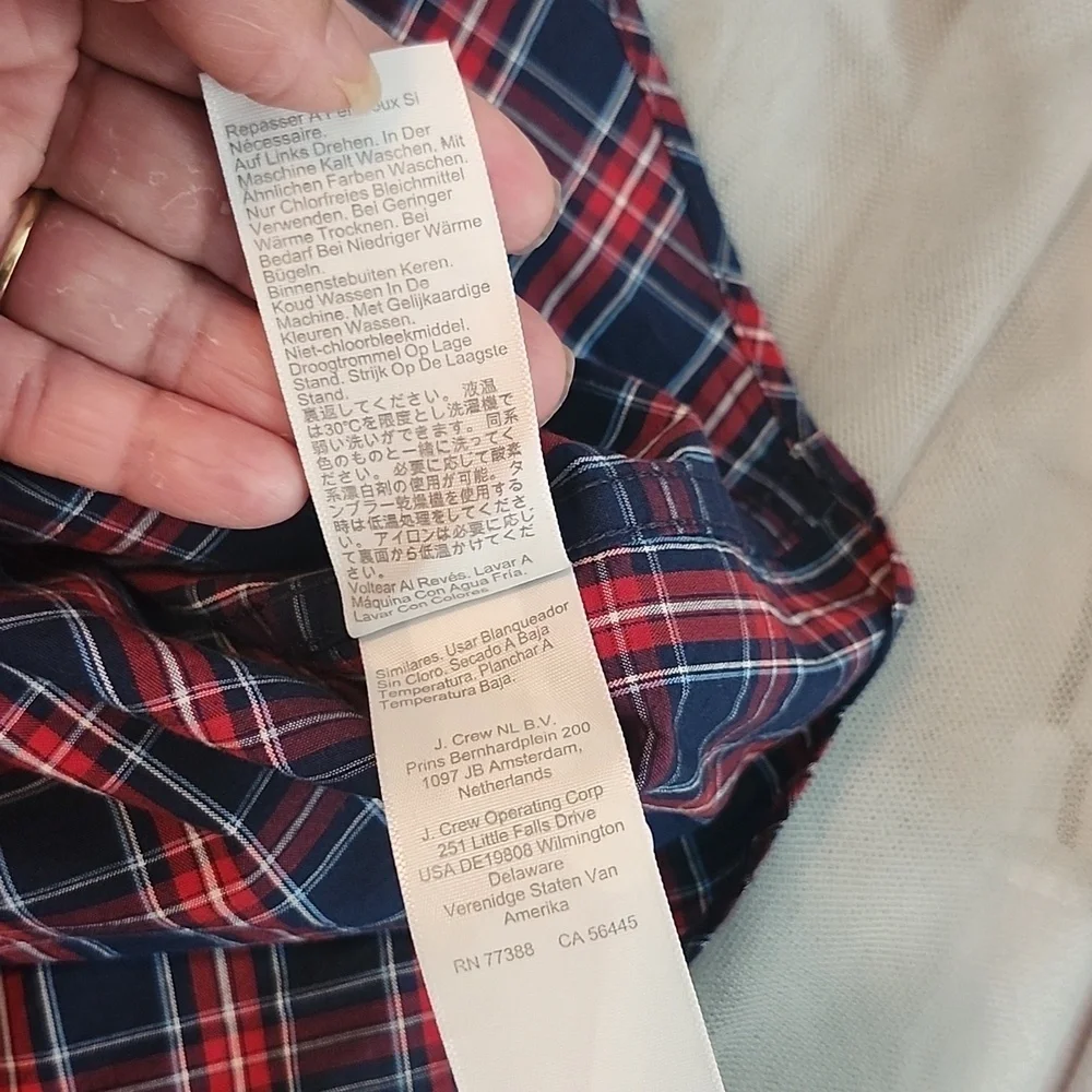 J. Crew Men's Blue and Red Checkered Shirt